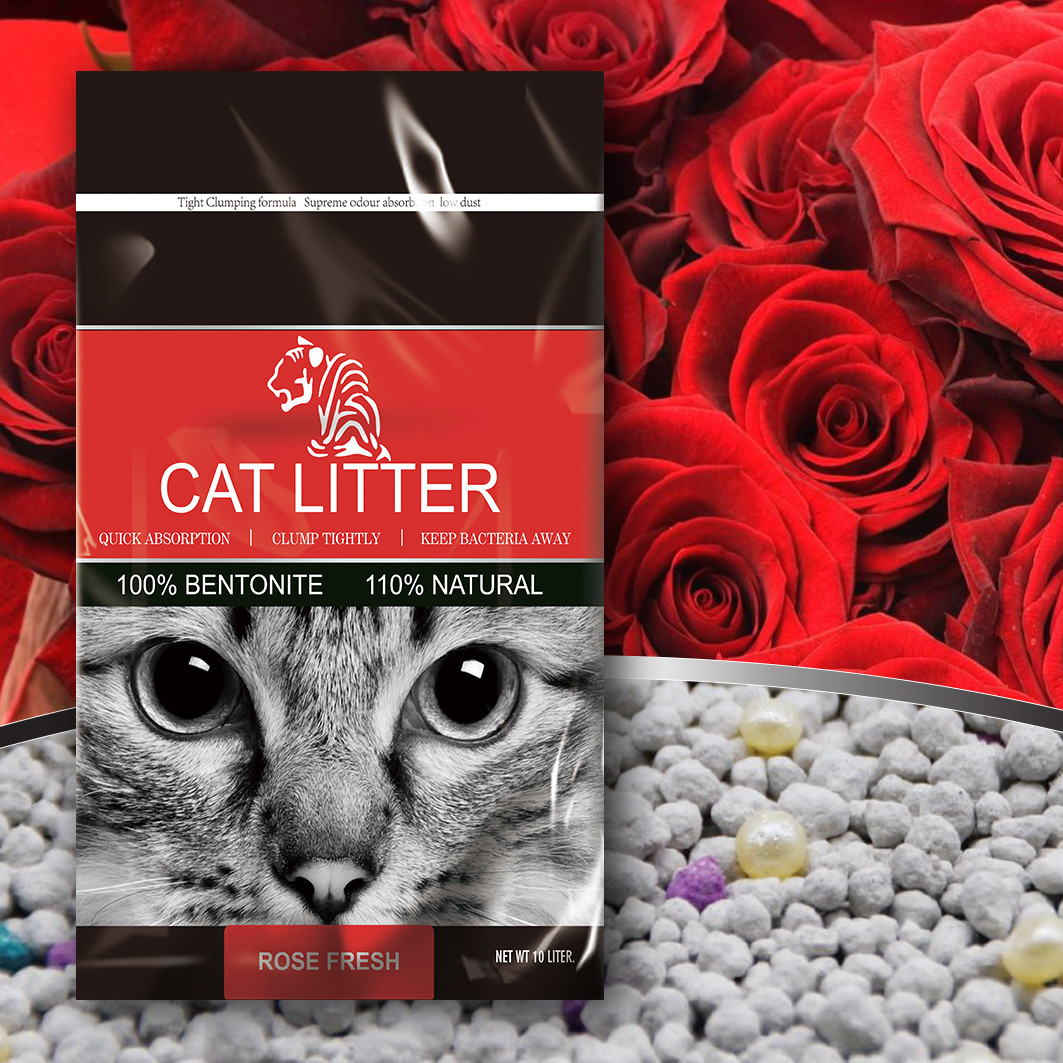 Наповнювач бентонітовий для котячого туалету TIGER PET Bentonite Cat Litter запах троянди 5л, 4кг